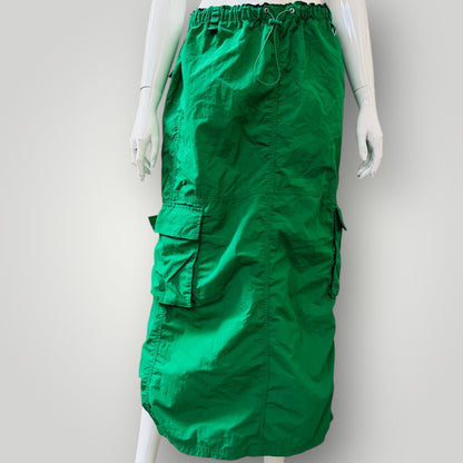 Cuidado Con El Perro / emerald green cargo or "parachute" maxi skirt / m (3912247917831779277)