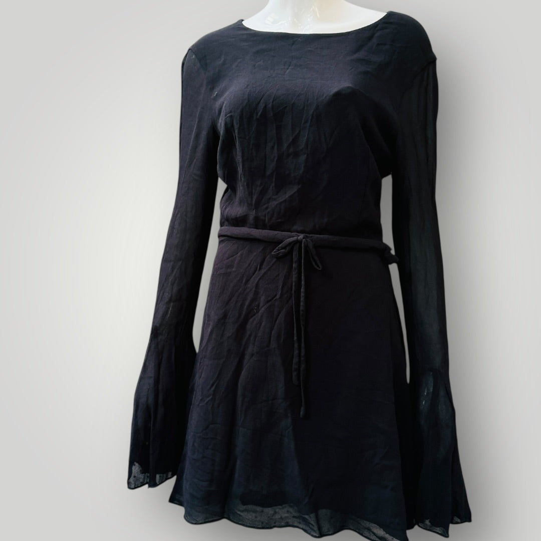 SAINT LAURENT / Open Back Long Sleeve Dress / Black / $5,000rrp (3912247927933879073)