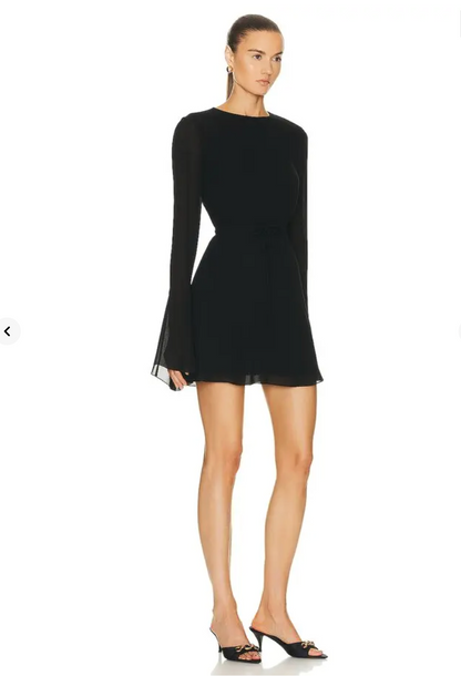 SAINT LAURENT / Open Back Long Sleeve Dress / Black / $5,000rrp (3912258478713526750)
