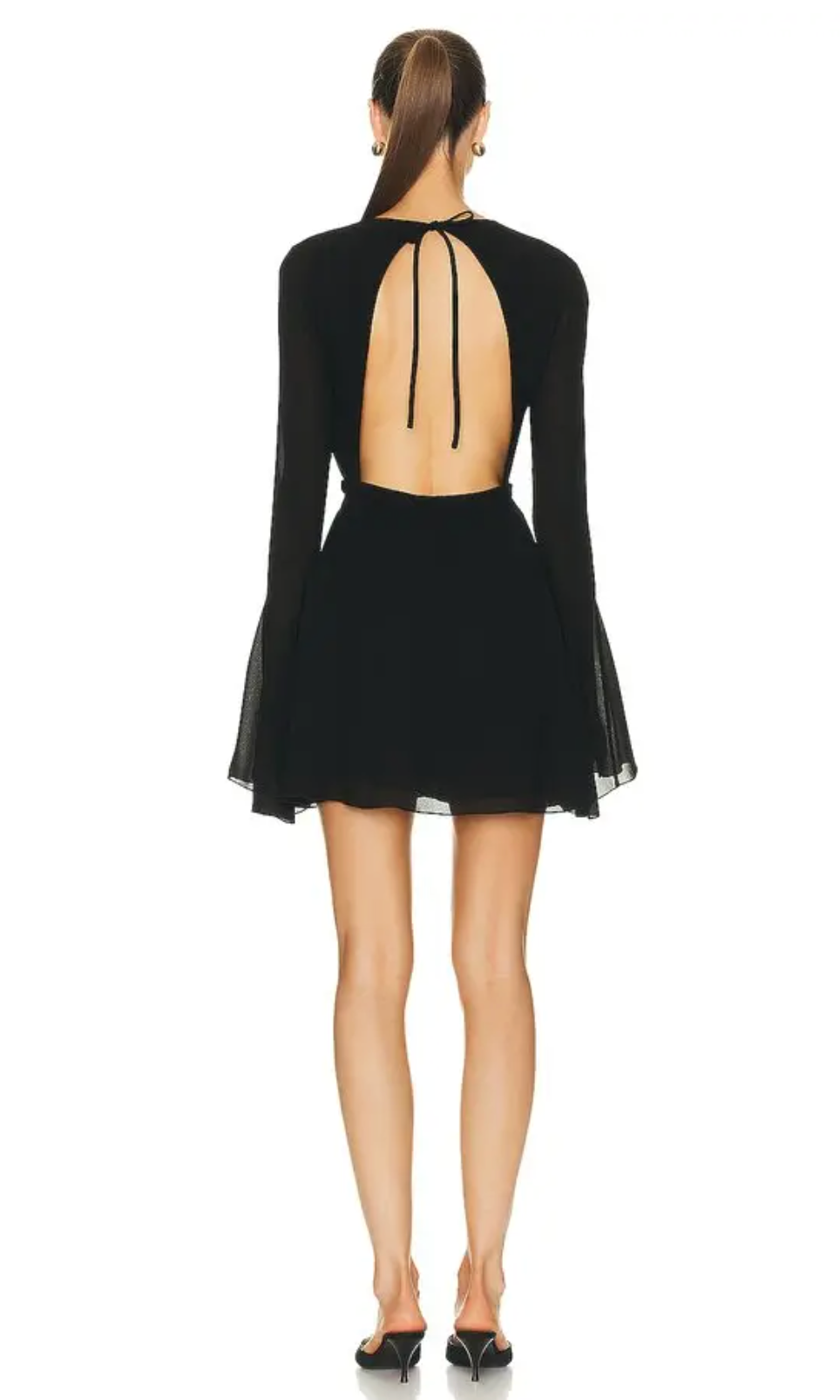 SAINT LAURENT / Open Back Long Sleeve Dress / Black / $5,000rrp (3912258482493281888)