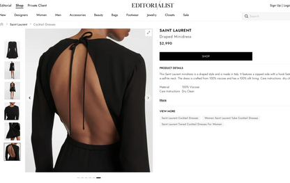 SAINT LAURENT / Open Back Long Sleeve Dress / Black / $5,000rrp (3912258791386566017)