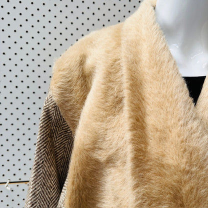 1980s vintage / tweed + faux fur batwing jacket / L (3912319823948234709)