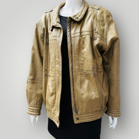 greenish / leather jacket / L (3912319925083003070)