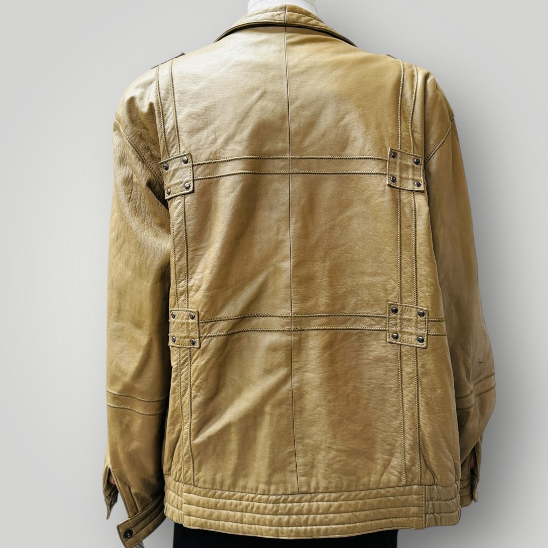 greenish / leather jacket / L (3912319926789596133)