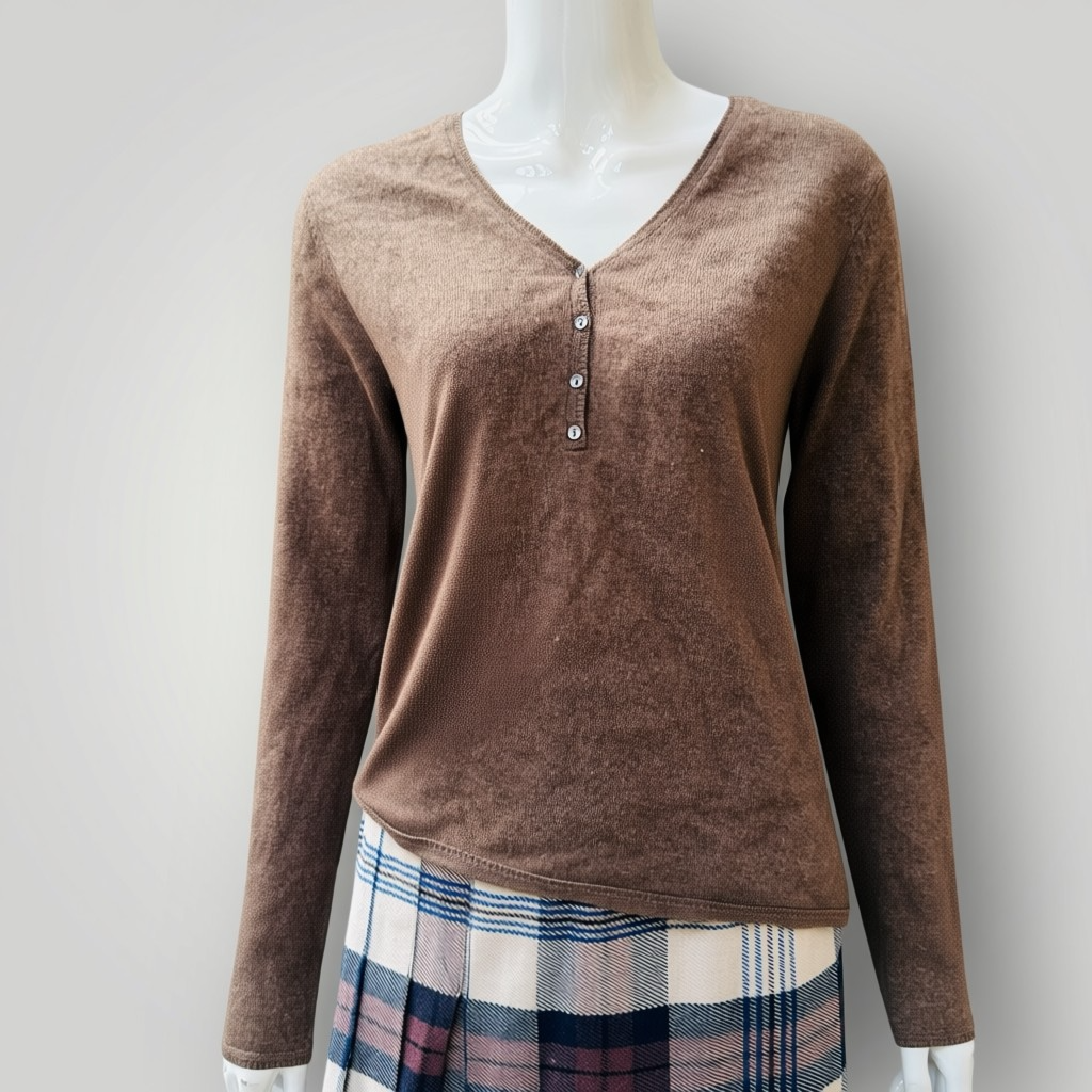 Eric Bompard / 100% Cashmere Henley Sweater / L (3912403685295844587)
