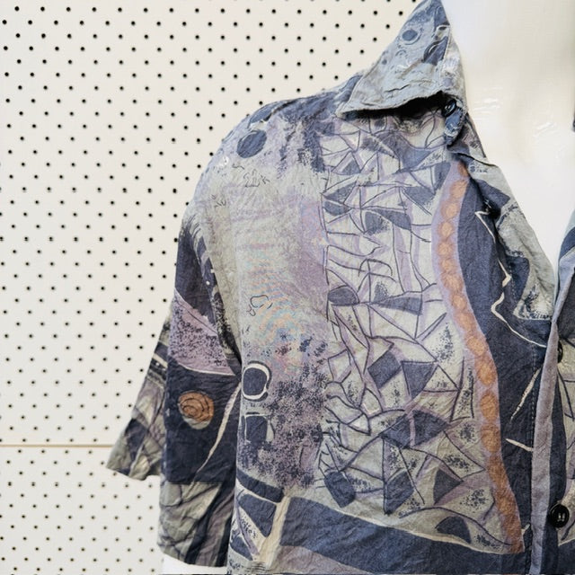1990s vintage / PURE SILK / patterned shirt / L (3912618373692952759)