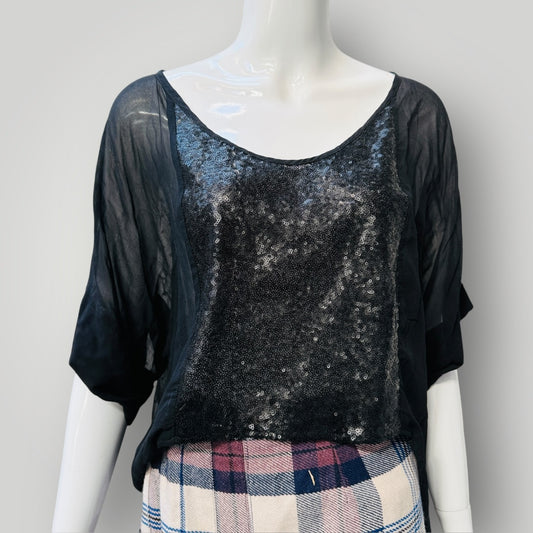 BROOKE TYSON / silk + sequin top / s (3912618612164827413)
