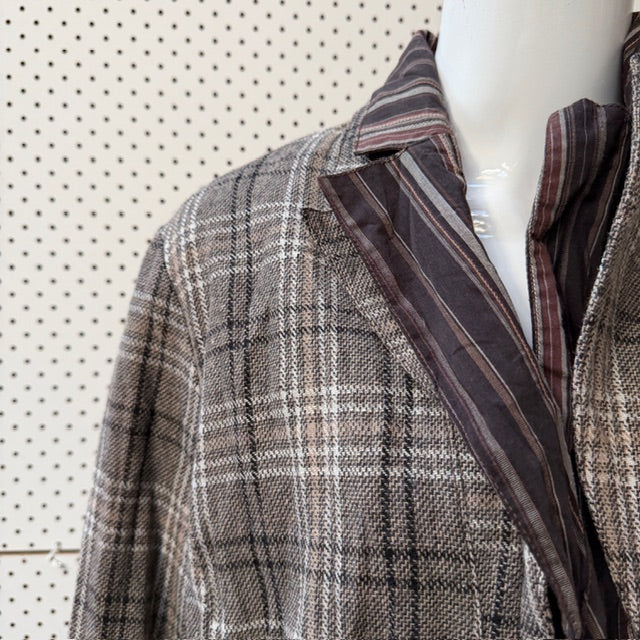2000s vintage / riding jacket style / herringbone plaid wool / 'hyper' / 12 (3913104834492990272)