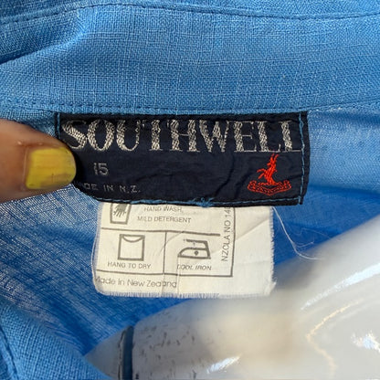 1960s nz vintage / SOUTHWELL / electric blue shirt with white facing / 15 (3913104946874492810)