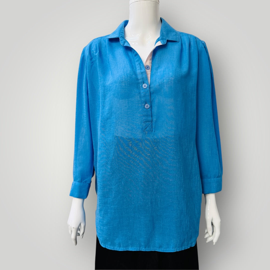 1960s nz vintage / SOUTHWELL / electric blue shirt with white facing / 15 (3913105352567859825)
