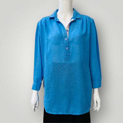1960s nz vintage / SOUTHWELL / electric blue shirt with white facing / 15 (3913105352567859825)