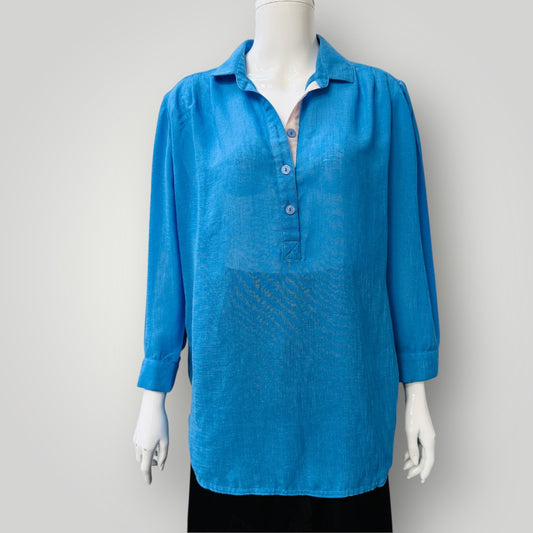 1960s nz vintage / SOUTHWELL / electric blue shirt with white facing / 15 (3913105352567859825)