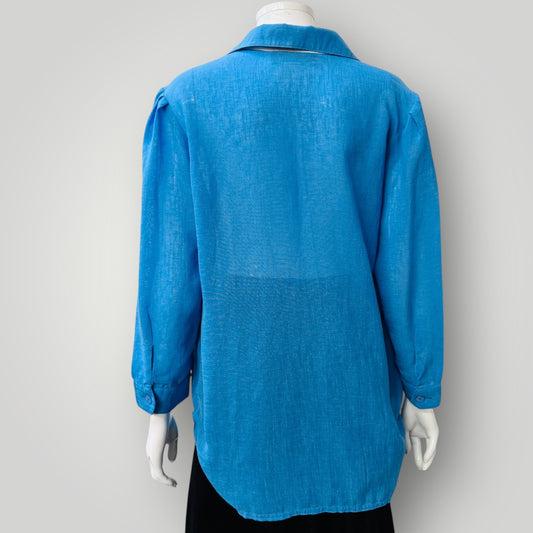1960s nz vintage / SOUTHWELL / electric blue shirt with white facing / 15 (3913105354308541530)