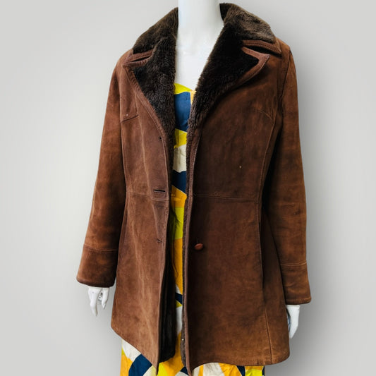1970s british vintage / HeaTona / shearling leather jacket / m (3913105373663759251)