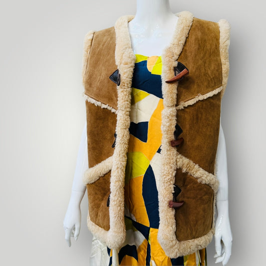 1960s vintage / AORANGI / genuine sheepskin wool vest / s/m (3913105377068315616)