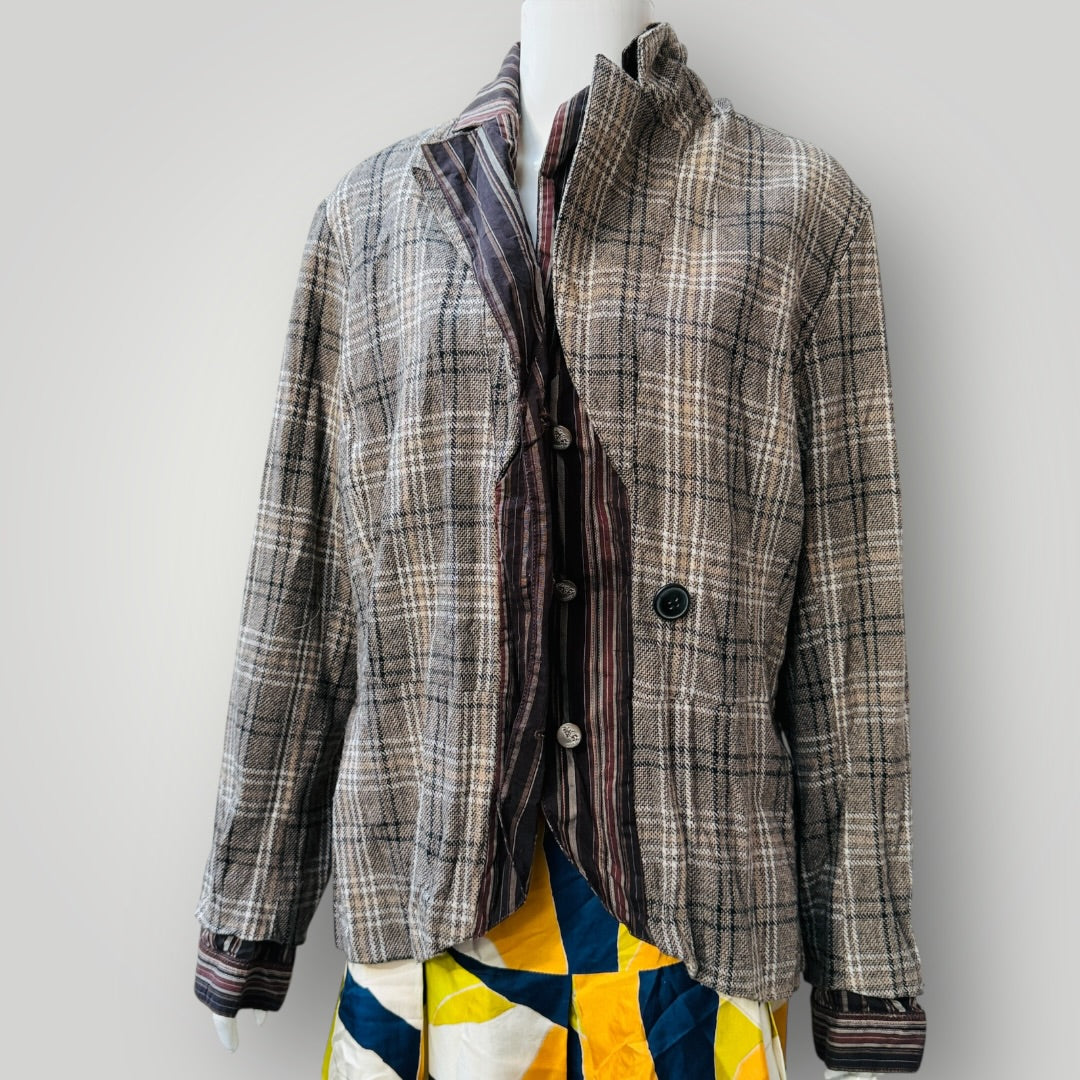 2000s vintage / riding jacket style / herringbone plaid wool / 'hyper' / 12 (3913105392577641981)