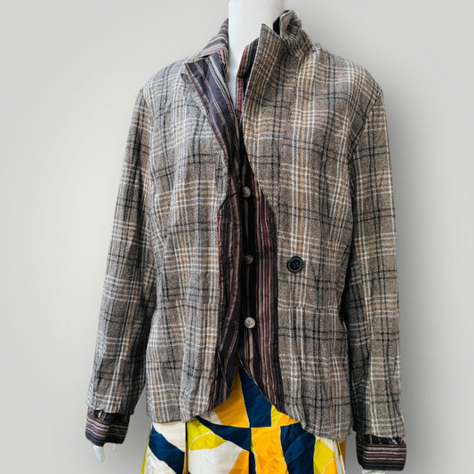 2000s vintage / riding jacket style / herringbone plaid wool / 'hyper' / 12 (3913105392577641981)
