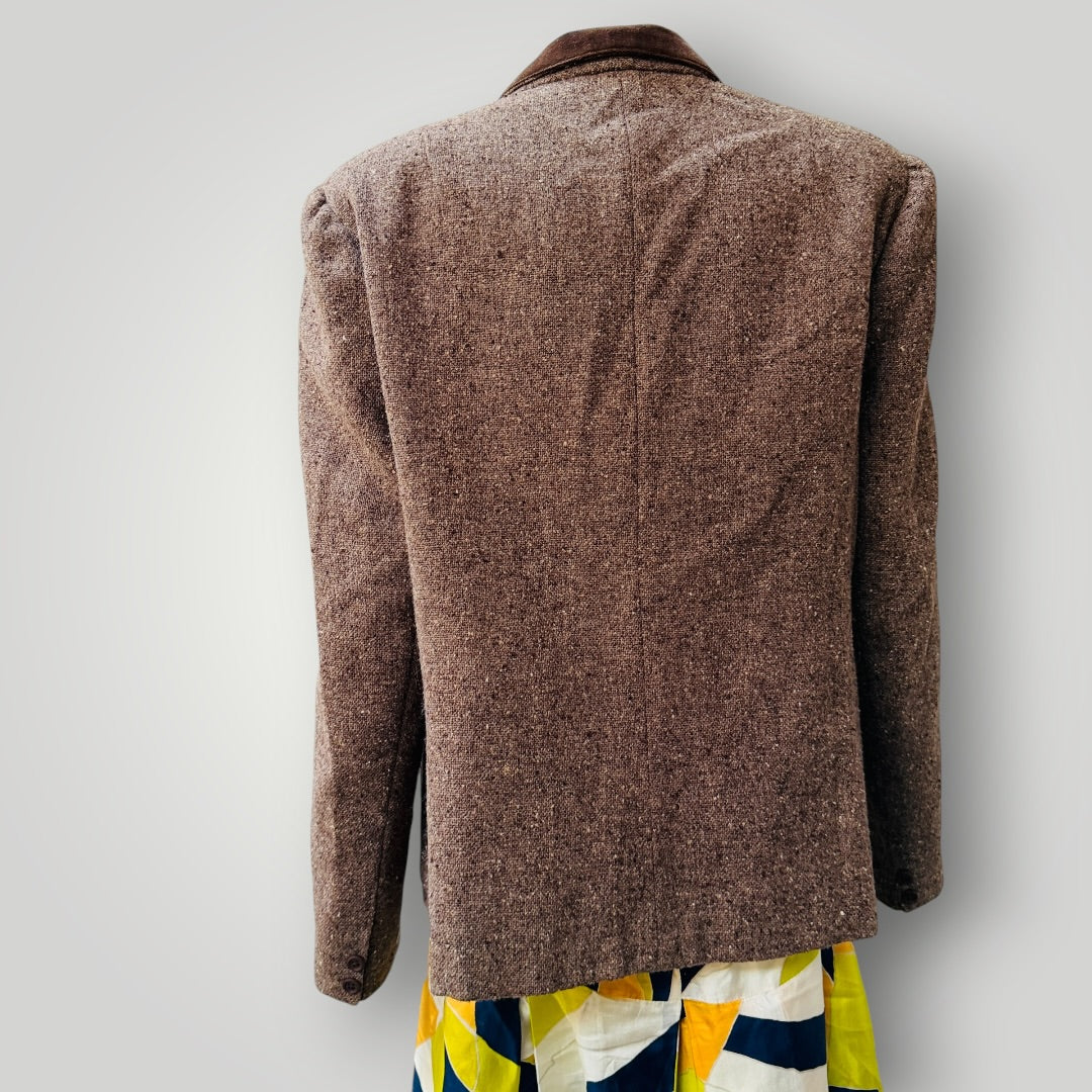 1960s nz vintage / tweed riding jacket / velvet collar / s/m (3913539625647448598)