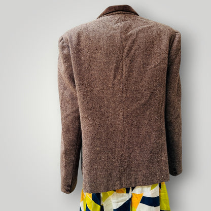 1960s nz vintage / tweed riding jacket / velvet collar / s/m (3913539625647448598)