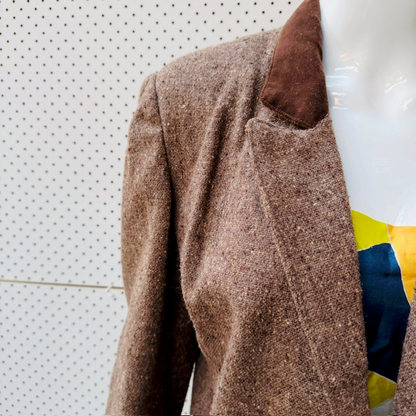 1960s nz vintage / tweed riding jacket / velvet collar / s/m (3913539704015638271)