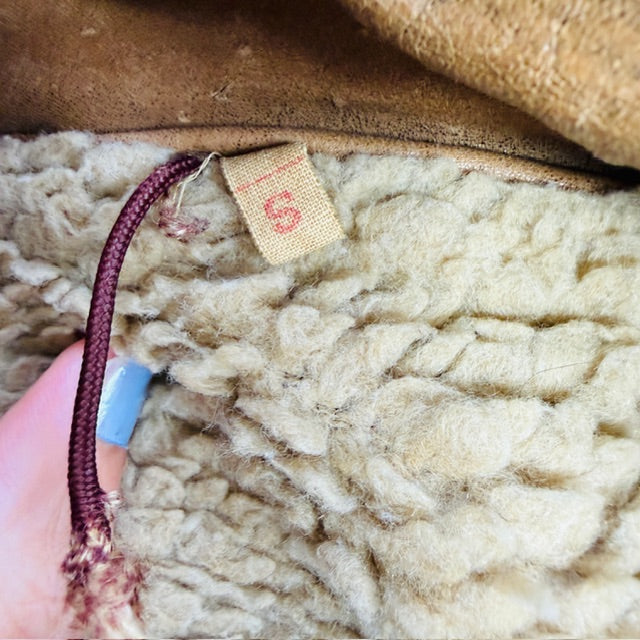 1990s british vintage / MAYWEAR / leather + sheepskin jacket / S/M (3913540565686879482)