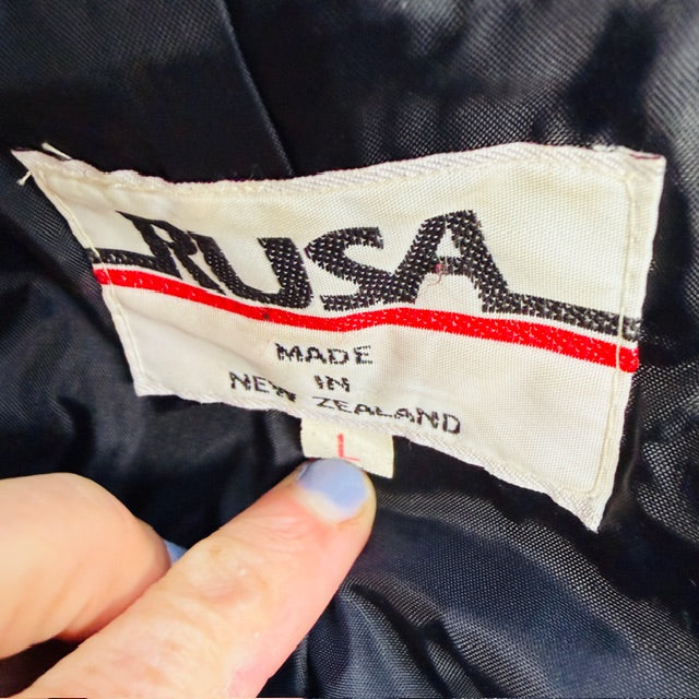1980s nz vintage / RUSA / soft leather bomber jacket / made in nz / L (3913540595863176792)