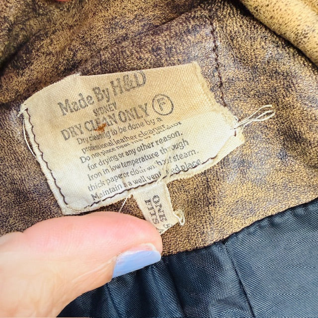 1980s aussie vintage / H&D SYDNEY / brown leather jacket / L (3913540605577573860)