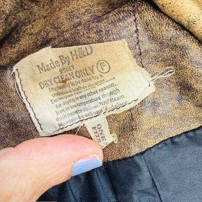 1980s aussie vintage / H&D SYDNEY / brown leather jacket / L (3913540605577573860)