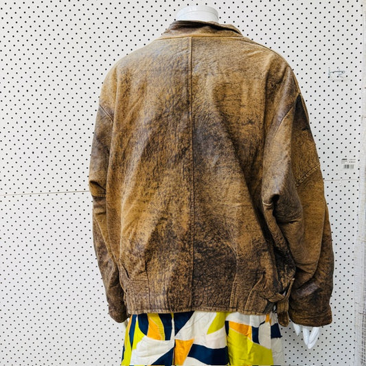 1980s aussie vintage / H&D SYDNEY / brown leather jacket / L (3913540607287003439)