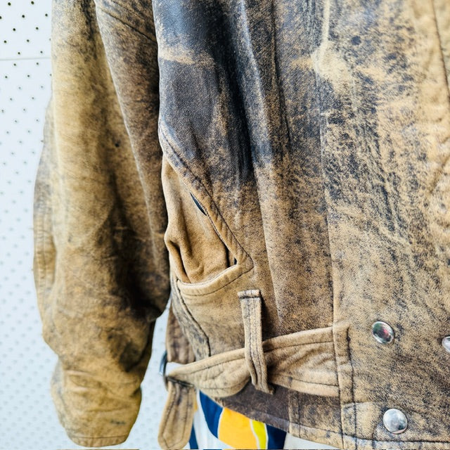 1980s aussie vintage / H&D SYDNEY / brown leather jacket / L (3913540609028287938)