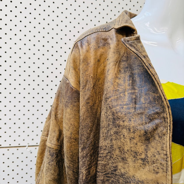 1980s aussie vintage / H&D SYDNEY / brown leather jacket / L (3913540610740101406)