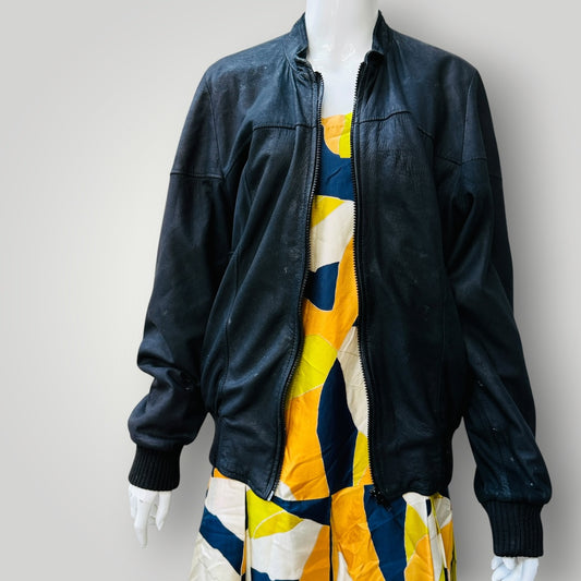 1980s nz vintage / RUSA / soft leather bomber jacket / made in nz / L (3913540664813459899)