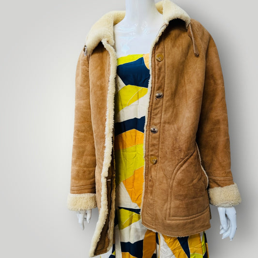 1970s french vintage / shearling leather + sheepskin jacket / 44 (3913540668634139827)
