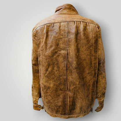 1990s british vintage / MAYWEAR / leather + sheepskin jacket / S/M (3913540674840232396)