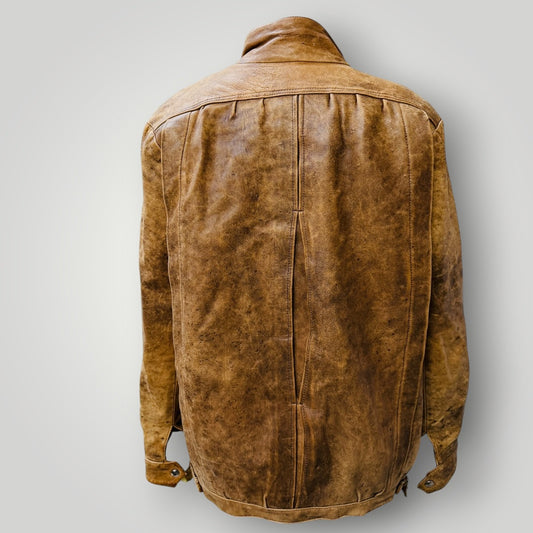1990s british vintage / MAYWEAR / leather + sheepskin jacket / S/M (3913540674840232396)