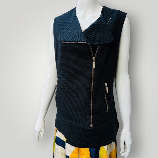 ZAMBESI / sleeveless biker jacket with silk scarf attached / 12 (3913640481869210839)