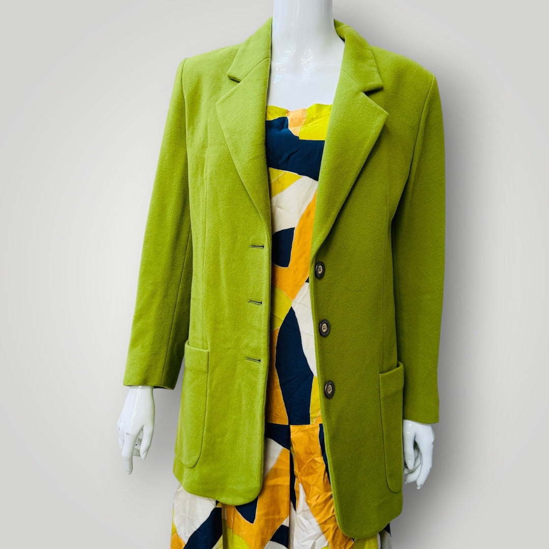 1990s vintage / lime green wool blazer / s (3913640514615298159)