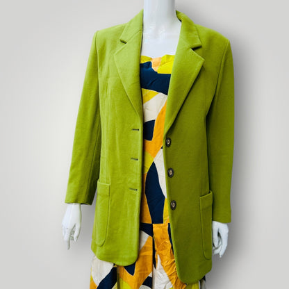 1990s vintage / lime green wool blazer / s (3913640514615298159)
