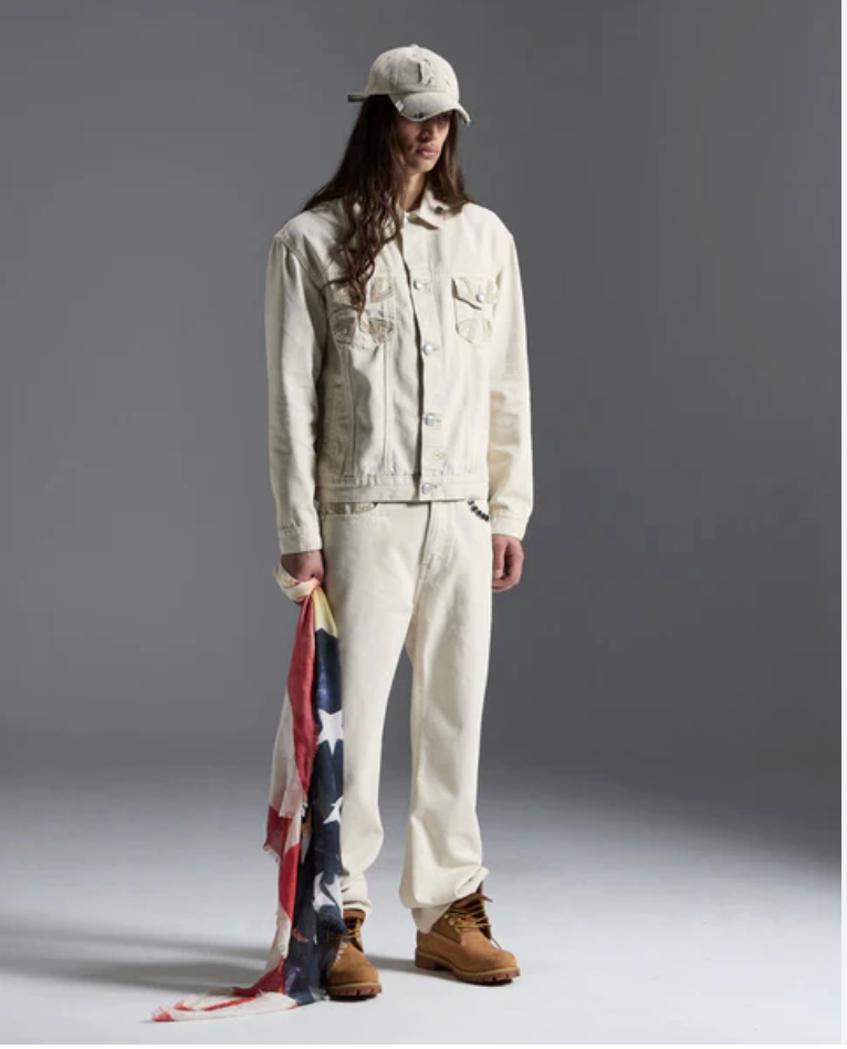 KSUBI / white denim jacket, oversized fit / s (3913651669976491184)