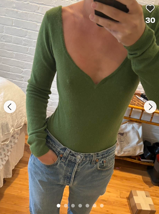 PARIS GEORGIA / cashmere wool bodysuit / green / m (3913827563052766883)