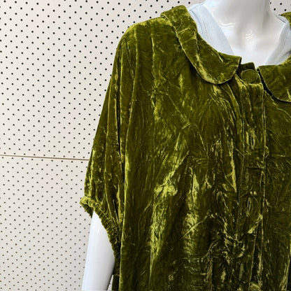 Miss Rose Sister Violet / Florentine silk velvet coat / moss green / XL (3914055723327214171)