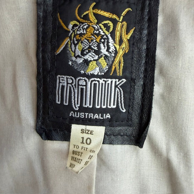 1980s aussie vintage / FRANTIK by Christine Ponting / black leather jacket / 10 (3914055752356718713)