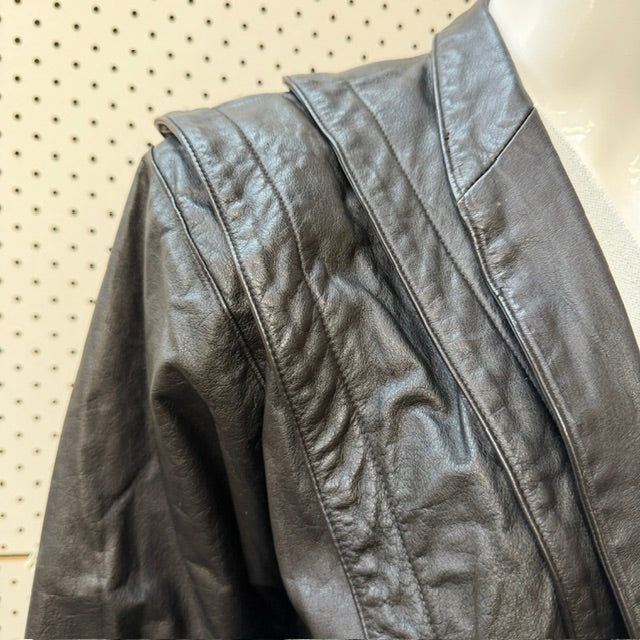 1980s aussie vintage / FRANTIK by Christine Ponting / black leather jacket / 10 (3914055755608550035)