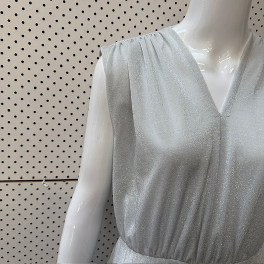 1970s vintage / silver shimmer dress / s (3914055794947551227)