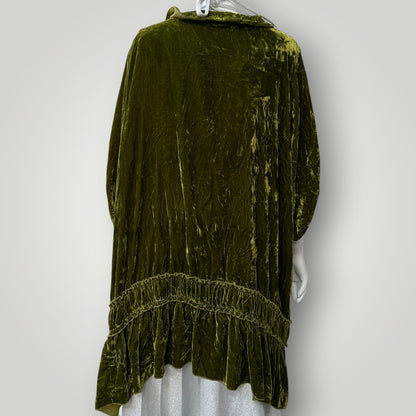 Miss Rose Sister Violet / Florentine silk velvet coat / moss green / XL (3914056311125123006)