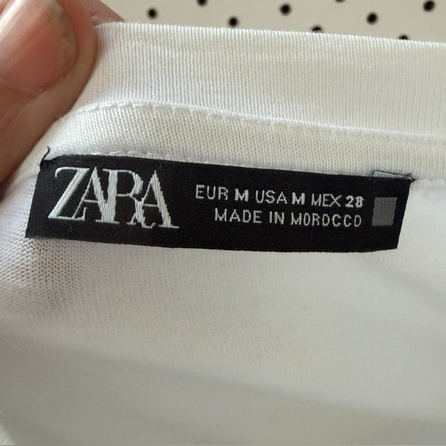 Zara / balloon sleeve cotton blouse / m (3914078645464324364)