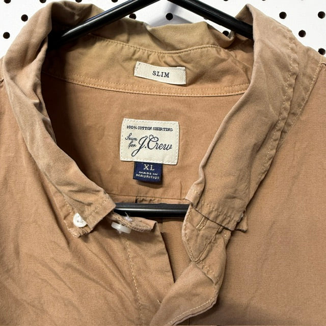 J CREW / slim cut poplin cotton shirt / brown / XL (3914151263446270963)