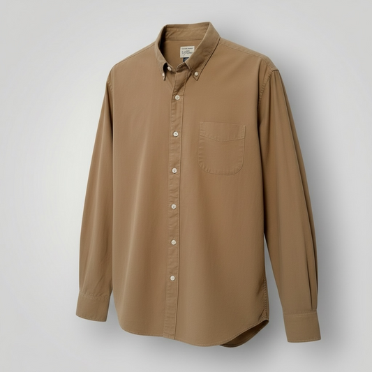 J CREW / slim cut poplin cotton shirt / brown / XL (3914152117494931165)