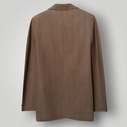 1960s vintage / HARDY AIMES for hepworths / pinstriped brown wool suit / small (3914152135514814525)