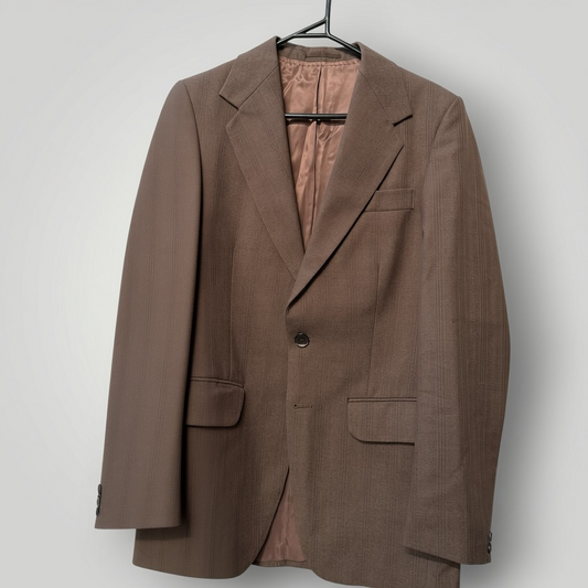 1960s vintage / HARDY AIMES for hepworths / pinstriped brown wool suit / small (3914152139593051373)